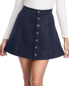 PRICES MAY VARY. Chic and Trendy Design: This faux suede sexy mini short skirt features a high waist and an A-line silhouette, providing a flattering and fashionable look. The multiple button closures add a stylish touch. Soft and Comfortable Fabric: Made from soft polyester faux suede, this mini skirt offers a soft and luxurious feel. Its lightweight and comfortable fabric make it perfect for all-day wear, whether you're dressing up for a night out or keeping it casual. Versatile and Easy to St Faux Suede Skirt, Mini Short, Suede Skirt, Corduroy Skirt, Fleece Vest, Chambray Shirt, Suede Material, Stripe Skirt, Short Skirt