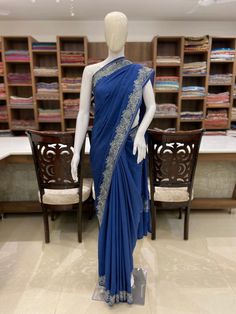 A Marvellous Embroidered Kashmiri Saree which you can wear at any party or a wedding.- - - - - - - - - - - - - - - - - - - - Product DetailsCondition: Brand NewEmbroidery: Kashmiri Aari & Tilla fusion embroideryColour: BlueF A B R I CSaree: Indian Crepe Blouse: Indian CrepeF I N I S H- UnstitchedYou can get it stitched locally.- StitchedWant your blouse ready to wear, let us know the style you want and we will stitch it for you.***PLEASE NOTE: We would require you to share certain precise bo Indian Crepe, Sari Party Wear, Kashmiri Saree, Blouse Indian, Crepe Blouse, Boho Scarfs, Cashmere Wrap, Party Wear Sarees, Party Wear