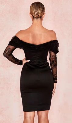 OFF SHOULDER CORSET MIDI DRESS IN BLACKIntroducing our fierce yet feminine Off Shoulder Corset Midi Dress in Black. Made from ultra-luxe stretch satin and delicate sheer lace, this dress is designed to make a statement. What sets it apart from the rest is its built-in corset that is properly boned down to the waist, giving you a stunning hourglass figure.Key Features: Constructed from stretch satin and lace for a luxurious feel Built-in cups softly lined in smooth satin for added comfort Skirt l Off Shoulder Corset Dress, Off Shoulder Corset, Corset Midi Dress, Black Off Shoulder, Lace Fashion, Stretch Satin, Solid Dress, Ruched Dress, Corset Dress