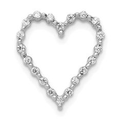 14k White Gold Polished Finish Open Back 1/5-CT Diamond Heart Design Chain Slide Pendant will not fit Omega Chain Heart Chain, Heart Pendant Diamond, Gold Polish, Fine Jewellery Necklace, Diamond Heart, Gold Charm, Diamond Stone, Heart Design, White Gold Diamonds