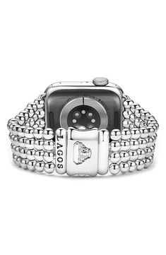 Update your Apple Watch with this stainless steel band textured with signature Caviar beads. Fits the Series 1 through 9 Apple Watch for the 38mm through 45mm sizes (not included) Push-clasp closure Stainless steel Imported Silver Stainless Steel Apple Watch Band With Polished Finish, Silver Polished Stainless Steel Apple Watch Band, Silver Timeless Apple Watch Band With Bracelet Strap, Timeless Silver Apple Watch Band With Bracelet Strap, Luxury Silver Stainless Steel Apple Watch Band, Timeless Adjustable Silver Apple Watch Band, Timeless Silver Adjustable Apple Watch Band, Luxury Silver Watch Bands With Stainless Steel Clasp, Luxury Adjustable White Gold Apple Watch Band