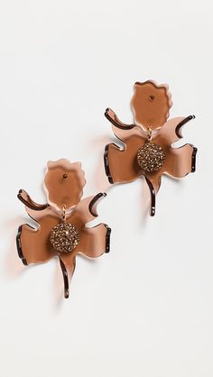 Lele Sadoughi Crystal Lily Earrings | Shopbop Elegant Brown Evening Jewelry, Gold Flower Shaped Sparkling Jewelry, Sparkling Gold Flower Shaped Jewelry, Gold Petal Earrings For Party, Chic Brown Jewelry For Party, Guest Hairstyles, Lily Earrings, Wedding Guest Hairstyles, Lele Sadoughi