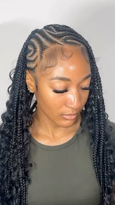 Cornrows In The Front Box Braids In Back, Box Braids In Back, Braids Locs, Braided Hairstyles For Teens, Braided Ponytail Hairstyles, Protective Hairstyles Braids