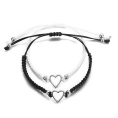 Creative Couple Black And White Bracelet Hollow Love Braided Push-pull Bracelet Adjustable Pull Long Distance Bracelets, Promise Bracelet, Distance Bracelets, Best Friend Couples, Knit Bracelet, Girl Friendship, Couple Bracelet, Friendship Jewelry, Friend Bracelets