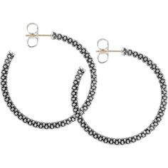 "Find LAGOS Medium Caviar Hoop Earrings on Editorialist. Caviar beading defines a sophisticated pair of hoop earrings cut from brilliant sterling silver. 1 1/2\" hoop diameter; 1/8\" width. Post back. Sterling silver. By LAGOS; imported." Silver Hoop Earrings With Silver Beads, Hoop Earrings With Silver Beads, Elegant Round Hoop Earrings With Oxidized Finish, Silver Beaded Hoop Jewelry, Silver Hoop Beaded Jewelry, Elegant Beaded Sterling Silver Hoop Earrings, Silver Beaded Hoop Earrings In Sterling Silver, Silver Beaded Round Hoop Earrings, Silver Sterling Beaded Hoop Earrings