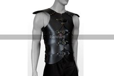 📣 PRODUCT INFORMATION: Our Steampunk Leather Warrior Armour Breastplate is made of 100% Genuine Leather. This Adult Handmade Armour can be used to wear as a Costume in stag Party. It consists of 3 modules to complete a single pattern.   💡 FEATURES: 📌 Platted front panel.     ➡ 4 steps of leather     ➡ Several metal rivets  📌 Two side Shoulder Armours with      ➡ Adjustable lace Straps at each edge 📌 Platted back panel.     ➡ 4 steps of leather     ➡ Several metal rivets  📌 All Attachments Shoulder Armour, Steampunk Leather, Shoulder Armor, Stag Party, Straight Jacket, Lace Straps, Mens Costumes, Leather Items, Rivets