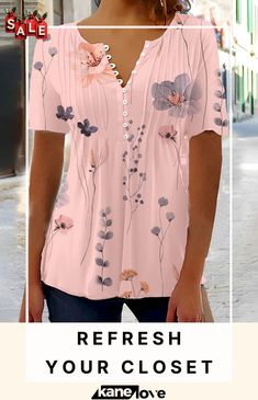 V-neck Short Sleeve Blouse with Buttons Blouse With Buttons, V Neck Blouse, Short Sleeve Blouse, Elevate Your Style, Your Style, Sleeve Blouse, V Neck, Free Shipping