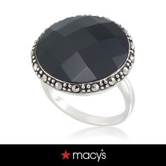 in stock Marcasite Ring, A Perfect Circle, Onyx, Pick Up, In Store, Buy Online, Sterling Silver, Ring, Free Shipping