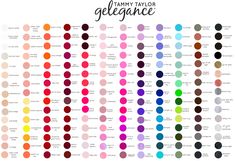 Tammy Taylor | 180 Gelegance Gel Polishes & Soulmate Nail Lacquers Chart | COLOR CHART Nail Gel Color Mixing Chart, Nail Polish Colors With Names, Nail Colors Chart, Opi Nail Polish Color Chart, Nail Chart, Tammy Taylor Nails Gel Polish Colors, Color Block Nails, Tammy Taylor Nails, Find Your Soulmate