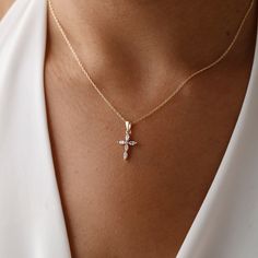 Dainty Diamond Cross Necklace, Minimalist Cross Necklace, Communion Gift, 925 Sterling Silver Cross Necklace, Baptism Gift,cross Charms - Etsy Dainty Cross Pendant Necklace For Anniversary, Elegant Cross Pendant Jewelry For Baptism, Elegant Cross Charm Necklace For Anniversary, Elegant Sterling Silver Cross Necklace With Delicate Chain, Elegant Cross Pendant Necklace With Birthstone, Delicate Sterling Silver Cross Pendant Necklace, Elegant Silver Cross Necklace For Baptism, Delicate Cross Necklaces For Weddings, Elegant Pendant Necklaces For First Communion