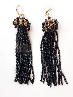 Stunning earrings for the evening! Black spinel tiny beads on the tassel are combined with a hand crocheted cap. Earrings are almost 4 inches long. You might also like: https://www.etsy.com/listing/288533313/black-spinel-earrings-wire-crochet?ref=related-5 Check OliverRafCollection for new listings: https://www.etsy.com/shop/OliverRafCollection?ref=hdr_shop_menu Formal Beaded Dangle Earrings, Single Dangle Plug Earrings For Evening, Evening Long Drop Earrings With Dangling Beads, Spinel Earrings, Wire Crochet, Tiny Beads, Crochet Cap, Earrings Wire, Strung Beads