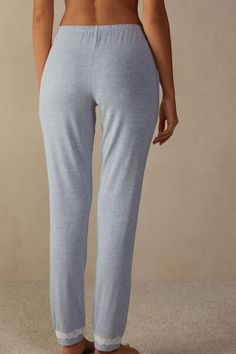 Long modal trousers. Featuring lace frill detail at the hem. The model is 5'9 and is wearing a size S. Pyjama Bottoms, Lingerie Accessories, Lingerie Collection, Pajamas Women, Lace Detail, Nightwear, Trousers Women, Pajama Pants, Pajamas