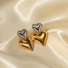 Material: Stainless Steel Fashion Element: Love Heart/Heart Shape Style: INS Style Jewellery Photo, Wholesale Earrings, Liberia, Heart Shaped Earrings, Trendy Earrings, Simple Earrings, Stylish Jewelry, Botswana, Latvia