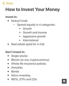 a white sheet with the words how to invest your money