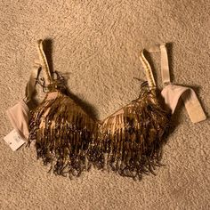 Nwt!! Vintage!! Excellent Condition! Mermaid Bra Top, Pearl Bra, Decorated Bras, Beaded Bra, Bra Art, Bead Bra, Mermaid Bra, Gold Cream, Bra Top