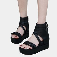 Looking for a comfortable and stylish sandal? Look no further than the Ninja Comfortable Sandals from cyber techwear ! Made with high-quality materials and construction, these sandals are perfect for summertime. With a wedge heel, gladiator style, and ankle wrap, they'll add some serious edge to your look. Plus, the zipper closure ensures a perfect fit every time. So make sure to get your hands on a pair of these must-have sandals before they're all gone! Upper Material: PU Sandal Type: Ankle-Wr Ninja Shoes, Techwear Women, Techwear Ninja, Ankle Wrap Heels, Lace Up Wedges, Wrap Heels, Stylish Sandals, Ankle Wrap, Casual Sport Shoes