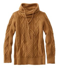 Women's Signature Cotton Funnelneck Sweater | Sweaters at L.L.Bean Casual Cable Knit Funnel Neck Sweater, Cotton Funnel Neck Fall Sweater, Casual Cable Knit Funnel Neck Tops, Cozy Cable Knit Sweater With Funnel Neck, Cozy Cotton Sweater With Funnel Neck, Cozy Cotton Funnel Neck Sweater, Textured Knit Cotton Sweater For Cold Weather, Cozy Textured Knit Sweatshirt For Winter, Cozy Textured Knit Winter Sweatshirt