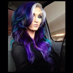 maybe next dye time Blond Pony, Purple And Blue Hair, Blue Ombre Hair, Galaxy Hair, Hair Ombre, Hair Color Blue