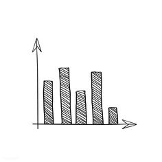 a drawing of a bar chart with an arrow pointing upward