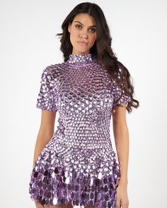 Elevate your party style with the stunning all-over sequins Nala Dress. One size fits most: Size 6 to 12 UK Size 2 to 8 US Size 34 to 40 EUR Size 6 to 12 AUS Silver Head Piece, Gold Headpiece, Chain Dress, Dress Purple, Party Style, Fashion Baby, Silver Dress, Gold Dress, Party Fashion