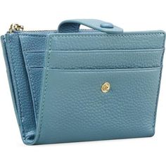 This Small Bifold Wallet Size Is 4.65"L X 3.54"W X0.79"H, Weight 0.18lb, Minimalist Design,Small And Delicate, It's Easy To Carry Whether Hold It On Hand Or Put It In Your Bag,Light-Weight And Slim Women Wallet Great Fits In Your Handbag, Backpack, Crossbody, Jeans Front Or Back Pocket, Etc The Slim Bifold Wallet Has 10 Card Slots, Enough To Hold Most Cards, 1 Extra Long Cash Compartment And 1 Side Zipper Coin Pocket, Snap Can Protect Your Card From Falling, Not Too Bulky Nor Too Small. It Is Id Blue Coin Purse With Interior Card Slots, Light Blue Wallet With Card Slots For Everyday Use, Blue Wallets With Interior Card Slots For Daily Use, Blue Wallet With Zipper Closure For Daily Use, Blue Coin Purse With Zipper For Daily Use, Blue Wallets With Zipper Closure For Daily Use, Blue Zipper Closure Coin Purse For Daily Use, Everyday Blue Wallet With Zipper Closure, Elegant Blue Coin Purse With Card Slots