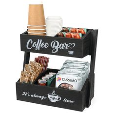 PRICES MAY VARY. 【Two-Tier Coffee Station Organizer】 Our two-tier coffee bar organizer are modern simple style and can be matched well with most household style.It made of solid wood,not only good-looking but also sturdy to use and lasts for a long time. This countertop coffee organizer station is easy to install and clean.It will be able to very suitable for creating a clean and orderly coffee space. 【Multi-purpose coffee bar organizer】This two tier coffee bar organizer compact design increase Simple Coffee Bar Ideas, Simple Coffee Bar, Coffee Bar Essentials, Coffee Bar Organizer, Organized Coffee Station, Kitchen Counter Shelf, Tea Space, Coffee Essentials, Coffee Bar Accessories