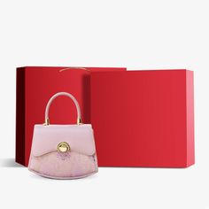 Brocade Jacquard Mulberry Silk Exquisite Handbag - SinoCultural Luxury Traditional Rectangular Bag, Luxury Silk Rectangular Bag, Luxury Elegant Pink Wallet, High-end Pink Box Bag For Evening, High-end Pink Evening Box Bag, Luxury Evening Bag With Detachable Handle For Gifts, Elegant Pink Bag With Round Handle, Elegant Pink Shoulder Bag With Round Handle, High-end Box Bag As Gift