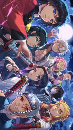 an anime movie poster with many characters