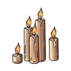 three candles with one lit and the other turned on in different stages of burners