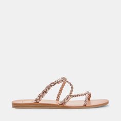 DION SANDALS ROSE GOLD METALLIC STELLA – Dolce Vita Adjustable Woven Leather Sandals For Summer, Summer Sandals With Adjustable Woven Leather, Chic Adjustable Woven Sandals, Chic Sandals With Braided Straps And Adjustable Fit, Chic Adjustable Sandals With Braided Straps, Flat Adjustable Woven Leather Sandals, Adjustable Woven Leather Flat Sandals, Trendy Sandals With Braided Adjustable Straps, Minimalist Sandals