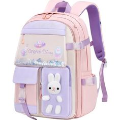 Bunny Backpack For Girls- Warm Notice: We Have Two Options- (Backpack Only Version) And (Backpack With Lunch Bag Version),Girls Backpack Elementary School Size: Kids Backpack-16.1"H X 6.3"W X 11.8"L, Lunch Bag- 7'h*3.5'w*11'l. School Bag With Shinning Sequins And Cute Bunny Are Great For Girls To School, Kindergarten, Preschool, Elementary School, Daycare, Other Outdoor Activities, Like Overnights To Grandma's And More! High Quality Girls Backpack- The Outer Material Of The Elementary School Bac Elementary School Backpack, Bunny Backpack, Preschool Girl, Kawaii Bag, Kawaii Backpack, Girls Backpack, Laptop Rucksack, Childrens Backpacks, School Bags For Girls