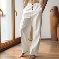 Season:Spring  Summer; Fabric:40% Linen; Gender:Men's; Style:Casual,Classic; Occasion:Going out,Daily,Office / Career,Vacation; Fit Type:Regular Fit; Function:Breathable,Comfortable; Waistline:Mid Waist; Pattern:Plain; Design:Straight Leg,Pocket,Button; Pants Type:Summer Pants,Linen Pants,Trousers; Fly Type:Button,Zipper; Front page:FF; Listing Date:02/23/2024; Production mode:External procurement; Hips:; Length:; Waist: Mens Linen Pants, Button Pants, Comfortable Office, Pants Linen, Women Trousers, Linen Men, Mens Linen, Classic Casual, Summer Pants