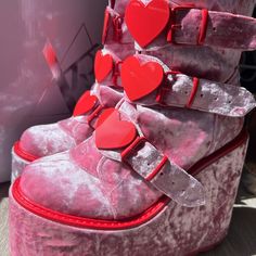 Pink And Red Super Tall Rave Boots Never Worn Still In Box Rave Boots, Pink And Red, Shoes Heels Boots, Red Heart, Pink Red, Shoes Women Heels, Heeled Boots, Shoes Heels, Size 7