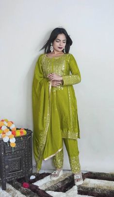 #ad Premium Indian Wedding And Reception Wear Pure Chinnon Silk Salwar Kameez With Dupatta, Fashion Clothing Elegant Indian Wedding, Fancy Dupatta, Silk Kurti Designs, Kameez Designs, Silk Kurti, Kurti Designs Latest, Lawn Suits, Silk Gown, Satin Silk