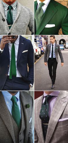 Go Green. A Guide To How To Accessorize in Green. Grey And Green Outfit Men, Olive Green Tie Outfit Men, Grey Suit Green Shirt, Green Tie Outfit Men, Accessorize Dress, Tie Outfits Men, Suits Green, Green Suits, Men Dressing