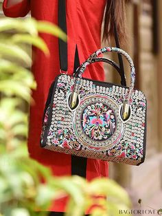 BagForLove - Exquisite Floral Embroidered Top Handle Bag - The Perfect Mothers Day Gift Product Description Color Multicolor Strap Type Double Handle Details Embroidery Pattern Type Tribal Type Top Handle Bag Closure Type Zipper Style Fashionable Features Multi-function Material Polyester Composition 100% Polyester Size Chart INCH CM Bag Length Bag Width Bag Height Handle Height Strap Length 12.6 inch 4.7 inch 8.7 inch 3.1 inch 51.2 inch Bag Length Bag Width Bag Height Handle Height Strap Length Embroidered Rectangular Bags For Festivals, Vintage Multicolor Embroidered Shoulder Bag, Black Festival Bag With Floral Embroidery, Embroidered Top Handle Shoulder Bag, Multicolor Embroidered Satchel Shoulder Bag, Embroidered Multicolor Satchel For Daily Use, Black Embroidered Shoulder Bag For Festivals, Black Rectangular Shoulder Bag For Festivals, Black Embroidered Bags For Festivals