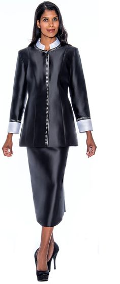 GMI 9142 2 piece Clergy Skirt Suit Colors: Black, White Sizes: 6, 8, 10, 12, 14, 16, 16W, 18, 18W, 20W, 22W, 24W, 26W, 28W, 30W Chic Black Semi-formal Set, Tailored Black Sets For Spring, Black Semi-formal Spring Set, Black Semi-formal Sets For Spring, Classic Black Sets For Spring, Classic Black Spring Sets, Fitted Black Skirt Suit For Spring, Elegant Black Set For Fall, Black Sets For Semi-formal Fall Occasions