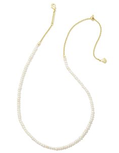 Details Just when you thought pearls couldn’t get any cuter, you found our Lolo Gold Strand Necklace in White Pearl. For this shimmering strand style, cultured freshwater pearls are designed for dainty sensibilities, offering a scaled-down take on the classic pearl necklace. Subtle but so chic, this timeless essential will instantly elevate any look, layered up or worn solo. Dimensions19' CHAIN Care + Shipment Each Kendra Scott item is shipped with Dust Bag with special care instructions. Due to Elegant Everyday Beaded Pearl Necklace, Rondelle Pearl Chain Jewelry, Adjustable Pearl White Lariat Necklace, Adjustable Pearl Necklace With Round Beads Pendant, Adjustable Lariat Pearl White Necklace, Delicate Chain Pearl Necklace With Round Beads, Delicate Chain Pearl Necklace, Dainty Single Strand Pearl Necklace In White, Dainty Single Strand Pearl White Necklace