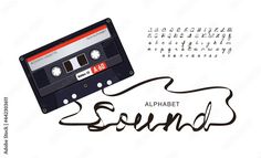 an audio tape with the word sound written in cursive writing