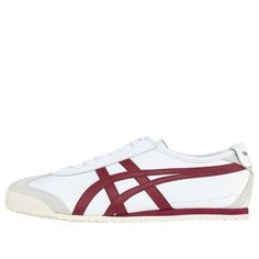 Onitsuka Tiger Mexico 66 D4J2L-0125 (SNKR/Light/Casual/Unisex/Low Top/Breathable) Retro Low-top Sneakers With Leather Sole, Retro Leather Sneakers With Red Sole, Retro White Sneakers With Rubber Sole, White Retro Sneakers With Contrast Sole, Retro White Sneakers With Contrast Sole, Girls Weakness, 1968 Olympics, Tiger Shoes, 60s Look