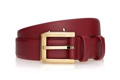 LEATHER BELT WITH BRASS BUCKLE Handmade Belts, Brass Buckle, Monk Strap, Leather Care, Dark Red, Leather Belt, Cream Color, Calf Leather