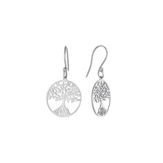 Add a touch of boho-chic charm to any ensemble with these laser cut sterling silver tree of life Main and Sterling drop earrings. Add a touch of boho-chic charm to any ensemble with these laser cut sterling silver tree of life Main and Sterling drop earrings. Length: 1.2 in. Backings: wire Nickel free Metal: sterling silver Plating: rhodium Finish: polished, textured Size: One Size. Color: White. Gender: female. Age Group: adult. Sterling Silver Tree Of Life Jewelry, Laser Cut Tree, Silver Tree, Tree Of Life, Gender Female, Laser Cut, Boho Chic, Crochet Earrings, Age Group