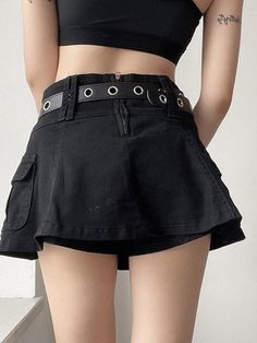 Emo Skirt, Foto Glamour, Cargo Mini Skirt, Skirt Streetwear, Fashion Bella, Rave Wear, Skirts Online, Pantalon Cargo, Denim Mini