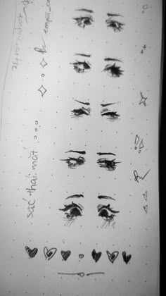 an image of eyes drawn on paper with writing