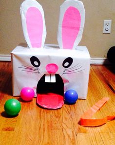 Easter bunny gameIndoor or outdoorEasy to make and fun for all ages Easter Crafts For Toddlers, Easter Event, Easter Hunt, Games Ideas