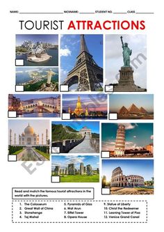 tourist attractions in the world worksheet