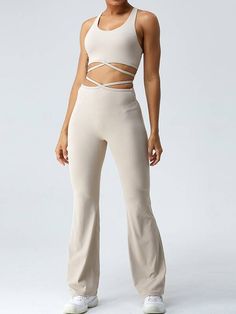 Power Through Your Workout in Style with this Sexy Sleek Racerback Strappy Sports Bra! Stretch Activewear With Wide Waistband, High Stretch High Waist Yoga Pants, High Waist 4-way Stretch Yoga Pants, Moisture-wicking Wide Leg Yoga Pants For Gym, Moisture-wicking Stretch Wide-leg Activewear, 4-way Stretch Yoga Pants With Wide Waistband, Athleisure Compression Pants With Wide Waistband, Yoga Pants With 4-way Stretch And Wide Waistband, Sporty Fitted Wide Leg Activewear