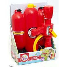 a toy fire extinguisher set in a box