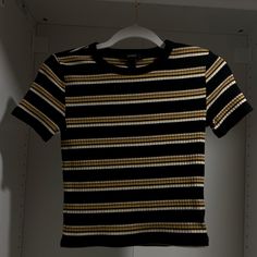 Size : Small Color : Black, Yellow, Brown, White Brand : Forever 21 Condition : Never Worn, Great Forever 21 Striped Cotton Tops, Casual Striped Tops From Forever 21, Forever 21 Black Short Sleeve Top, Forever 21 Black Crew Neck T-shirt, Black Cotton Forever 21 Tops, Forever 21 Black Cotton Tops, Forever 21 Black Short Sleeve T-shirt, Trendy Black Forever 21 T-shirt, Forever 21 Black Casual T-shirt