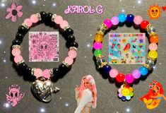 Karol G inspired bracelets from her two albums of Mañana Será Bonito and Bitchota! Karol G Bracelet Ideas, Karol G Bracelet, Kpop Style Multicolor Jewelry Gift, Multicolor Kpop Style Jewelry Gift, Black Rave Bracelets As Gift, Pink Rave Beaded Bracelets For Gift, Inspired Bracelets, Bracelet Ideas, Jewelry Bracelets